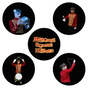 Marquee Square Heroes – 5-Pin Badge Set (25mm)